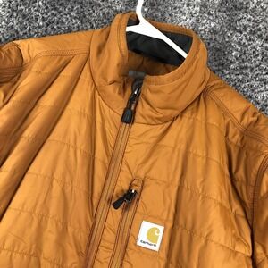 Carhartt Jacket Mens XL Orange Nylon Quilted Insulated Workwear 102208
